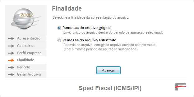 Finalidade do arquivo do SPED