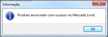 Tela de confirmação de que o produto foi anunciado Produto anunciado