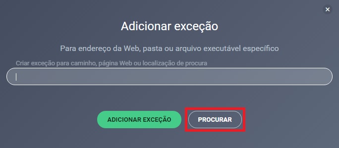 Botão Procurar no AVG