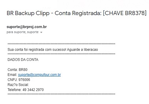 E-mail de confirmação de registro