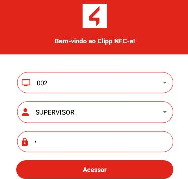 Login no aplicativo Clipp NFCe