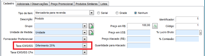 Campo Taxa ICMS/ISS com D25