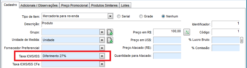 Campo Taxa ICMS/ISS com D27