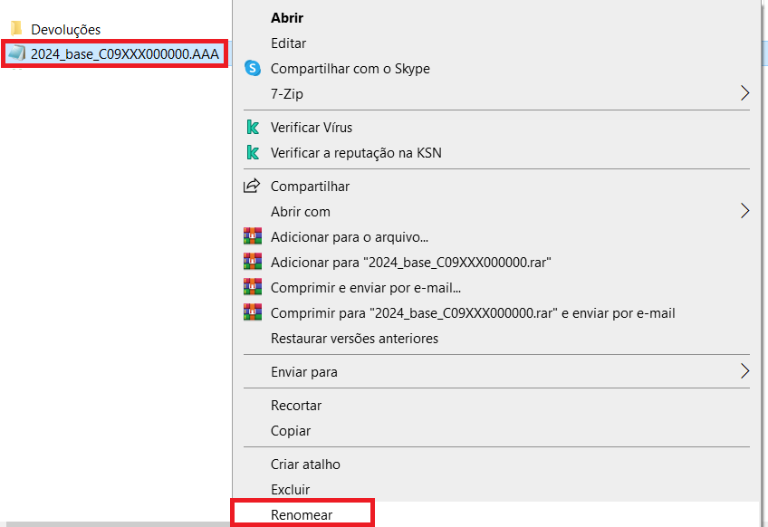 Renomear o arquivo do script