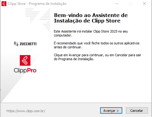 Tela de boas-vindas do ClippPro