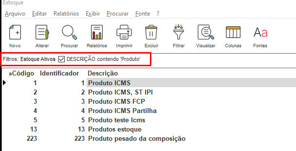 Lista com dados filtrados