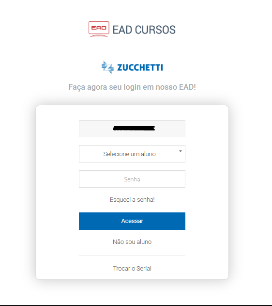 Login ou novo cadastro no EAD