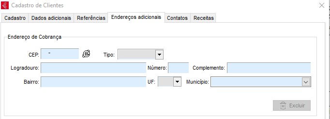 Aba Endereços Adicionais