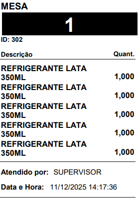 Itens separados com quantidade 1