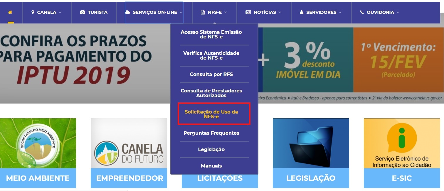 Solicitação de Uso da NFS-e em Canela-RS