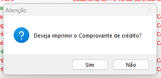 Imprimir comprovante de crédito