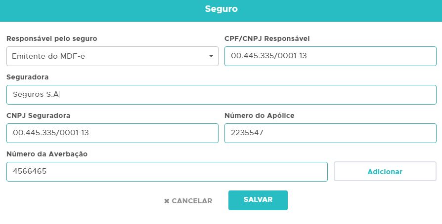 Cadastro de Novo Seguro