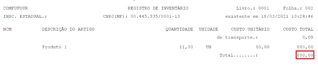 Inventário do estoque