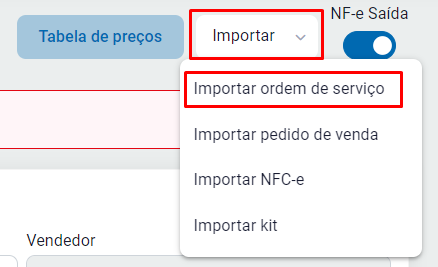 Importar OS na NF-e