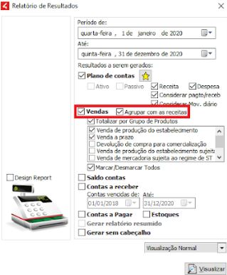 Agrupamento das vendas com as receitas