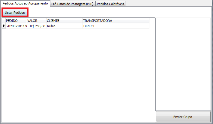Botao Listar Pedidos PLP