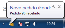 Notificação de novo pedido do iFood na área de trabalho Notificação de pedido iFood