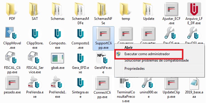 Executar o Support Clipp como administrador Executar Support Clipp como administrador