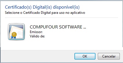 Seleção do certificado da empresa