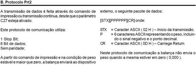 Envio contínuo de dados da balança