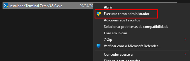 Executar instalador como administrador