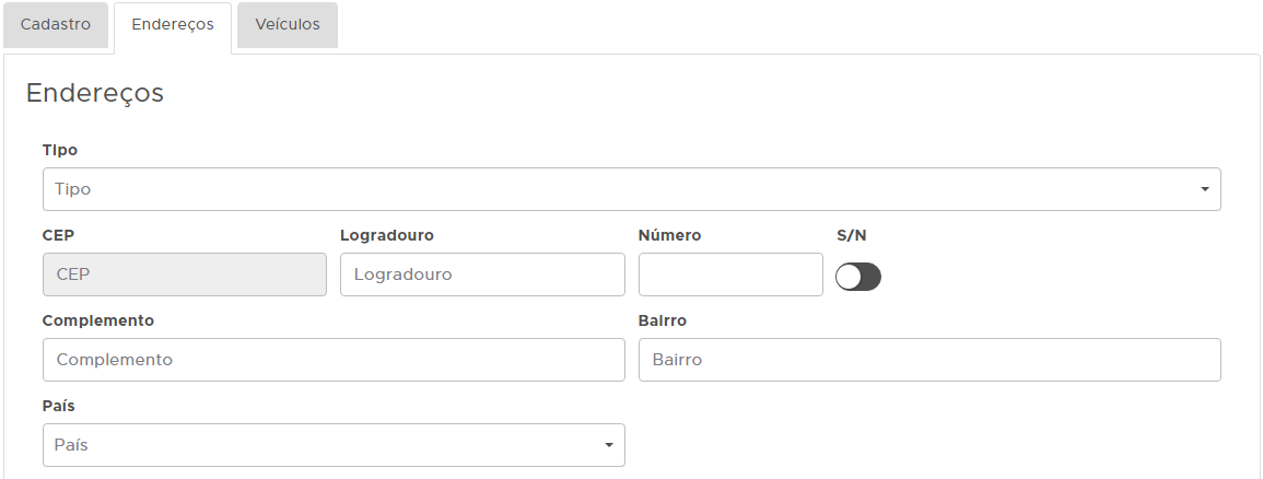 Aba Endereços