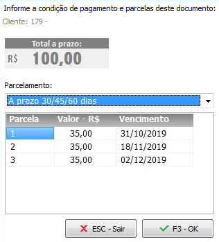Parcelamento no Frente de Caixa