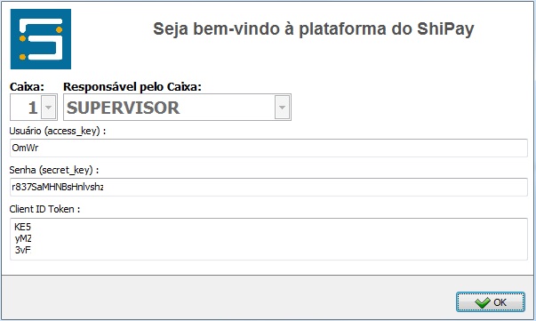 Preenchimento das credenciais da Shipay Credenciais Shipay