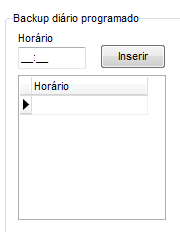 Horários do backup diário programado