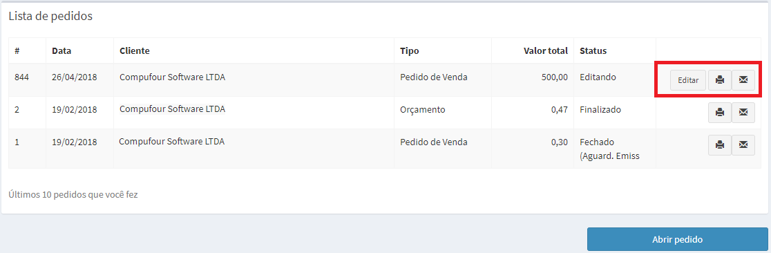Editar e imprimir pedido no MeuClipp