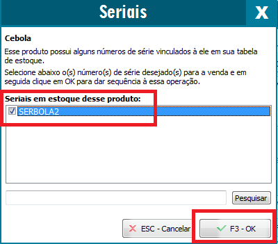 Seleção do serial