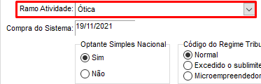 Ramo de atividade Ótica no Emitente