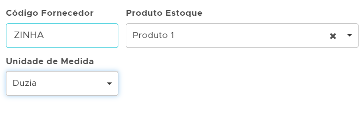 Campos da parametrização do fornecedor