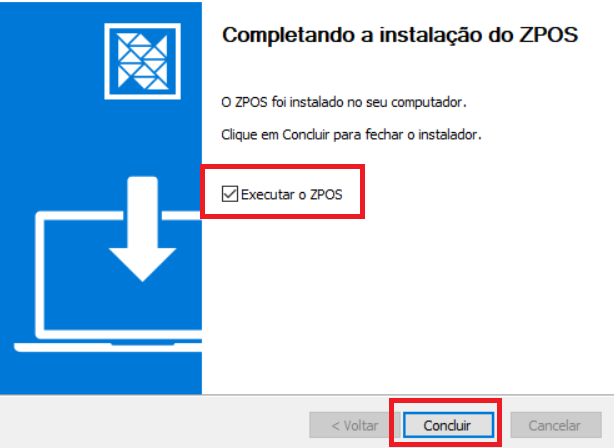 Conclusão da instalação do ZPOS