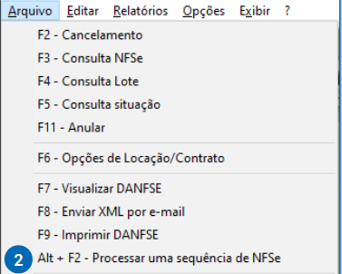 Funções do botão direito na NFS-e
