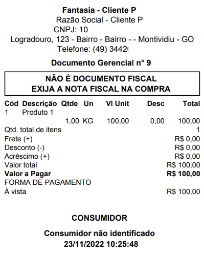 Comprovante da saida gerencial gerado automaticamente Comprovante da saida gerencial
