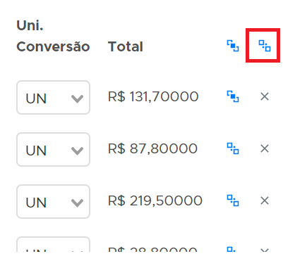 Botão desparametrizar todos