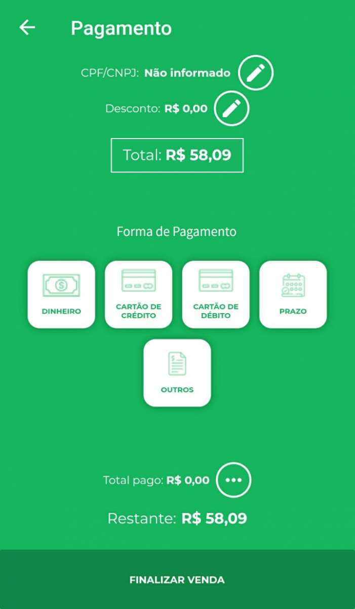 Tela de Pagamento