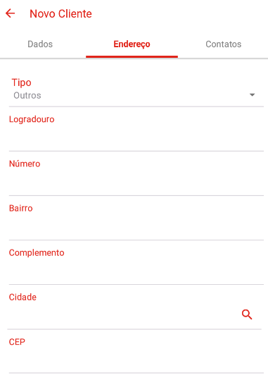 Cadastro de cliente - aba 2