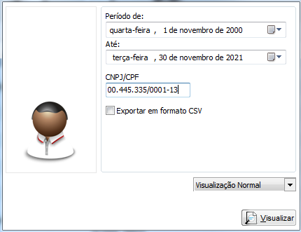 Filtros do Relatório Razão