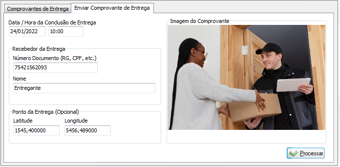 Preenchimento das informações e vínculo da imagem do comprovante