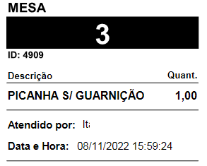 Exemplo de ticket por item