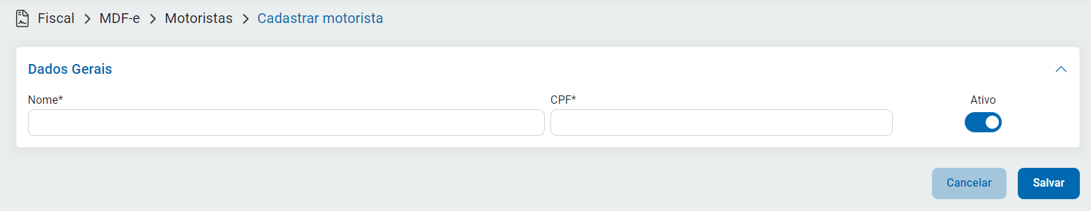 Nome e CPF do motorista