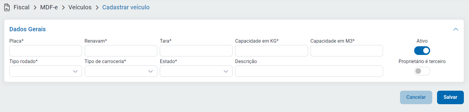 Dados do veículo