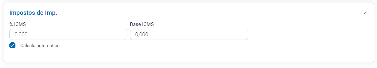 Imposto de Importação do item
