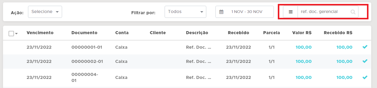 Movimentacao gerada em Financeiro Receitas Movimentacao em Financeiro Receitas