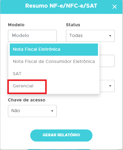 Relatorio Resumo NF-e NFC-e SAT no modelo gerencial Relatorio resumo modelo gerencial