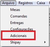 Acesso ao menu Arquivo - Adicionais no ClippCheff Menu Arquivo Adicionais