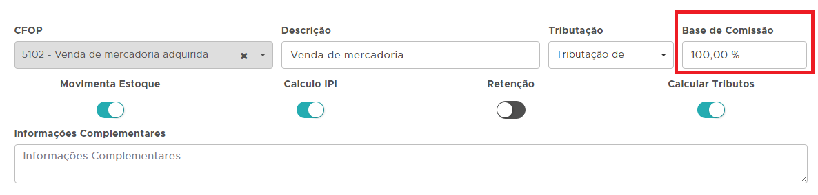 Base de comissão na natureza