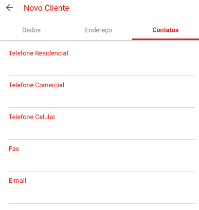 Cadastro de cliente - aba 3